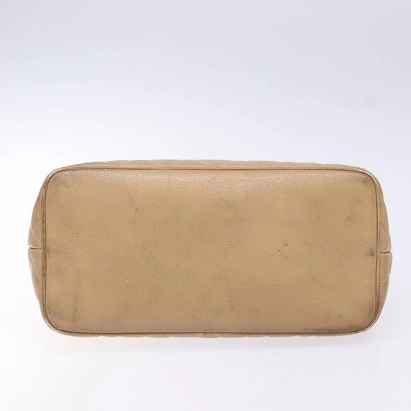 CHANEL Matelasse Reprint Tote Bag Grained Calf Skin Beige Gold CC Auth - Picture 10 of 16